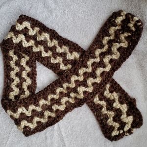NEW Handmade Crochet Brown & Tan Scarf